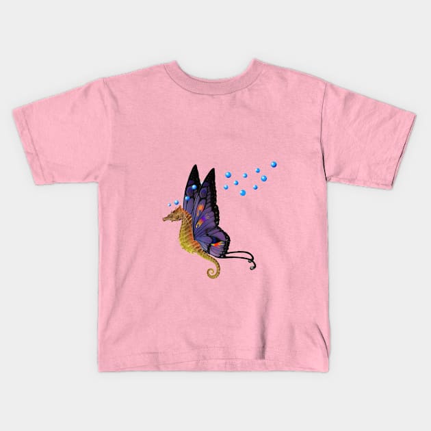 butterfly seahorse Kids T-Shirt by wolfmanjaq